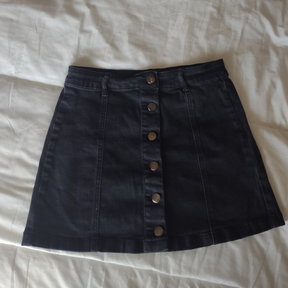 Button Down Denim Skirt